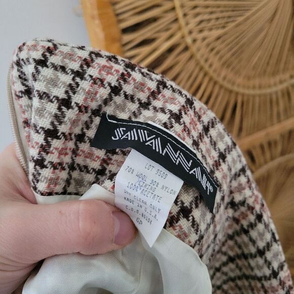 Vintage Savannah Wool Blend Mini Skirt Plaid Neutral 6P - Picture 3 of 9